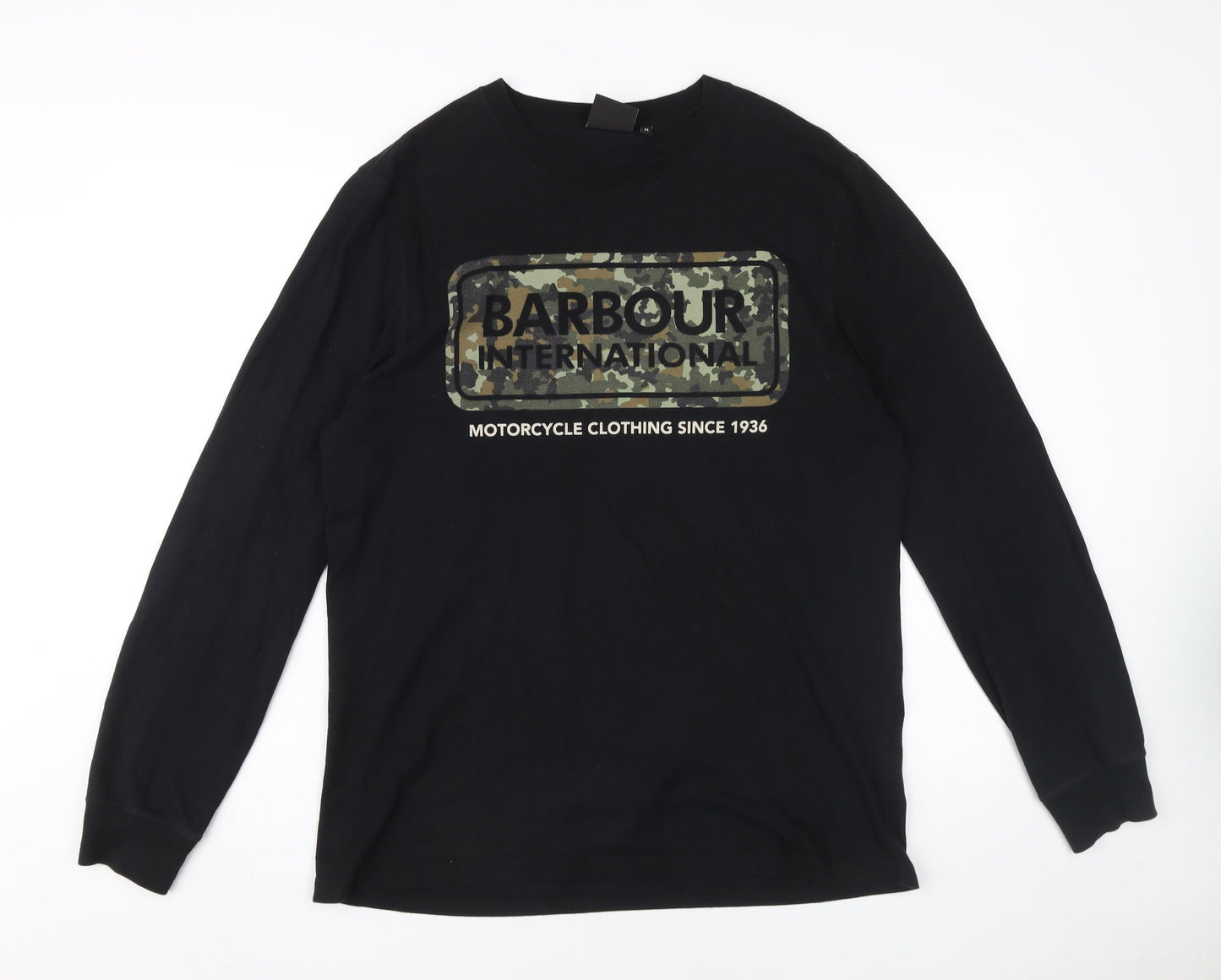 Barbour Black Long Sleeve Mens T-Shirt M Motorcycle Graphic