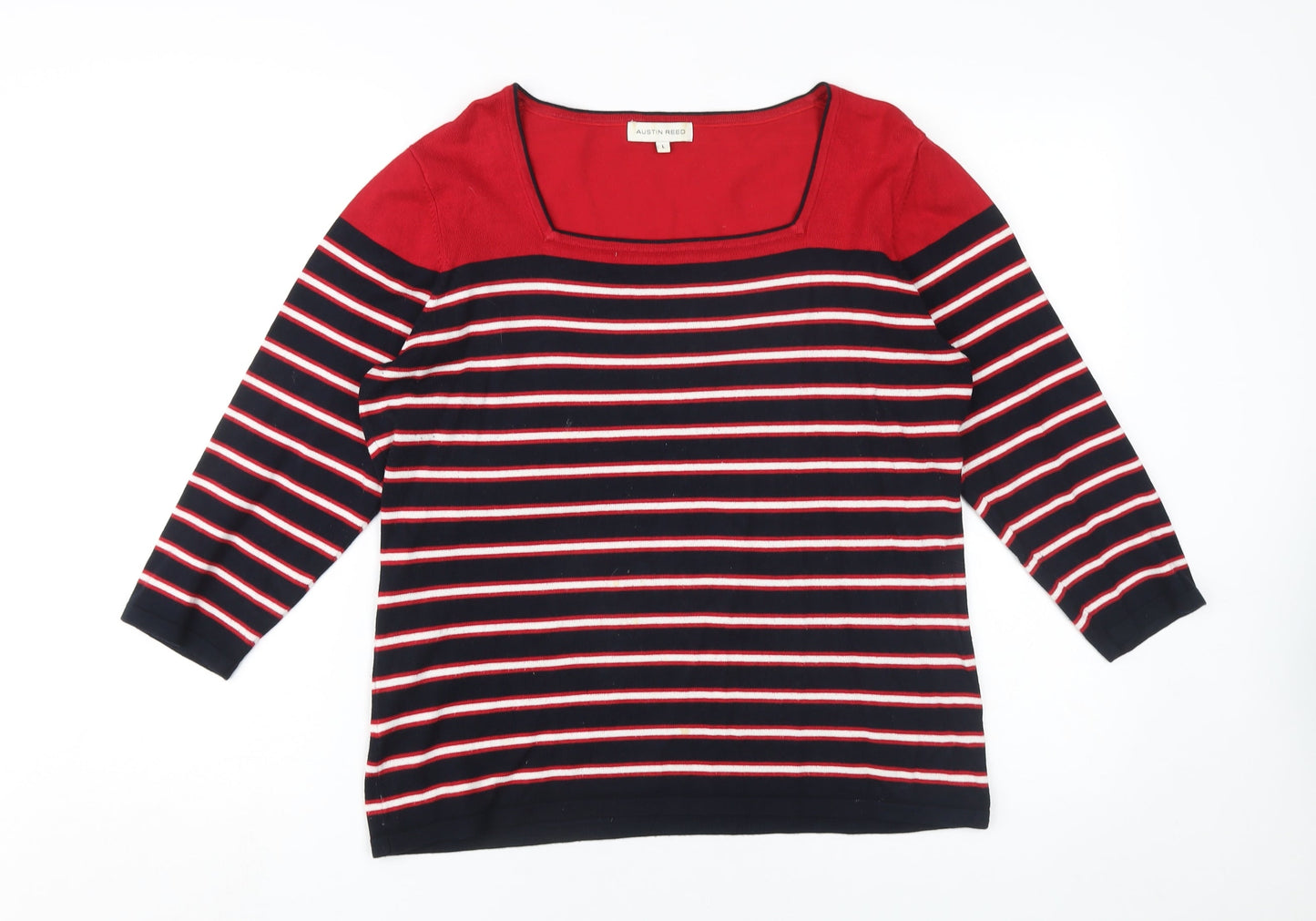 Austin Reed Women's Red & Black Striped Pullover L