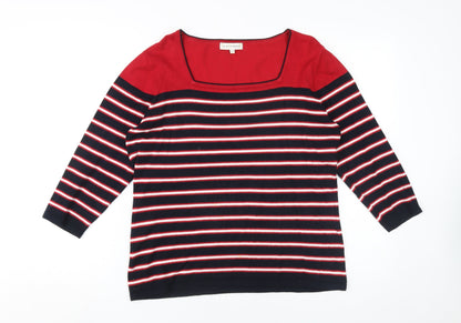 Austin Reed Women's Red & Black Striped Pullover L