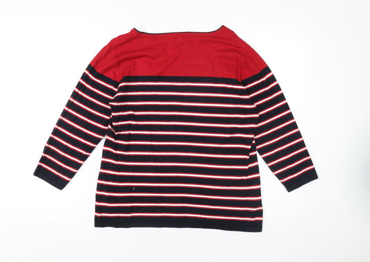 Austin Reed Women's Red & Black Striped Pullover L