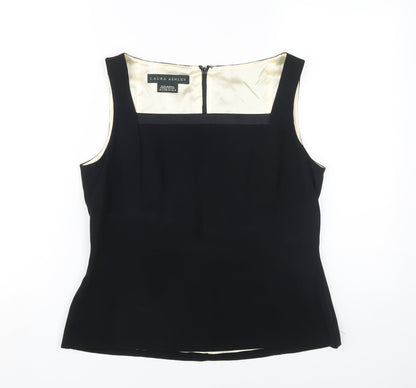 Laura Ashley Women's Black Sleeveless Blouse, Size 14