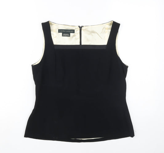 Laura Ashley Women's Black Sleeveless Blouse, Size 14