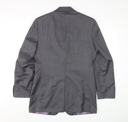 Aquascutum Men's Grey Striped Wool Blazer 38R