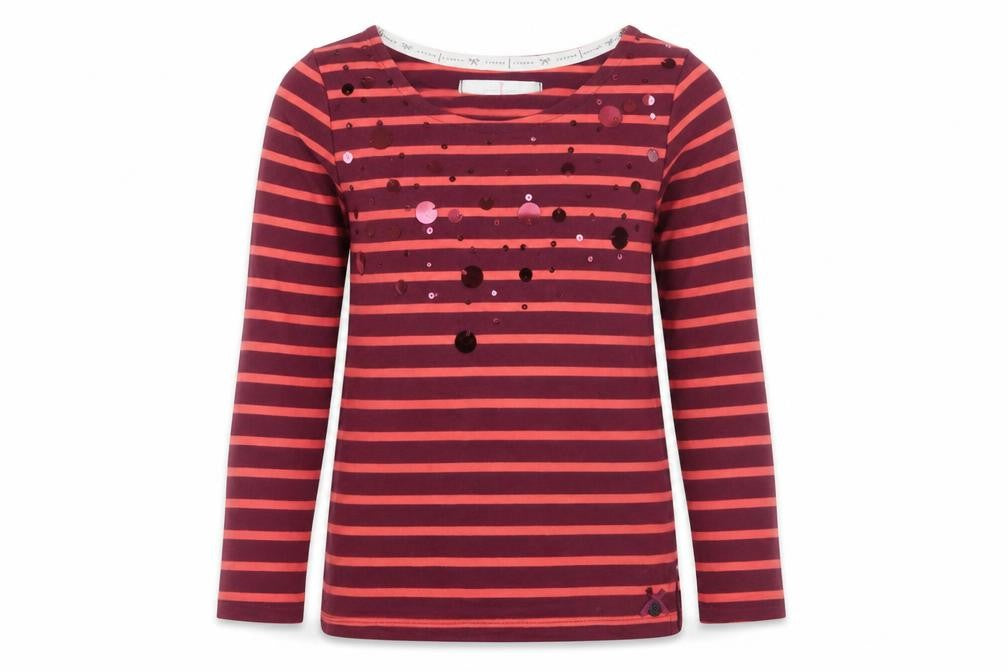 Front view of Jasper Conran girls’ multicoloured striped sequin t-shirt 5-6 yrs