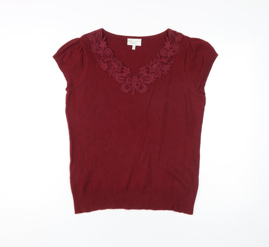 Laura Ashley Women's Red Short Sleeve Knit Blouse UK 14