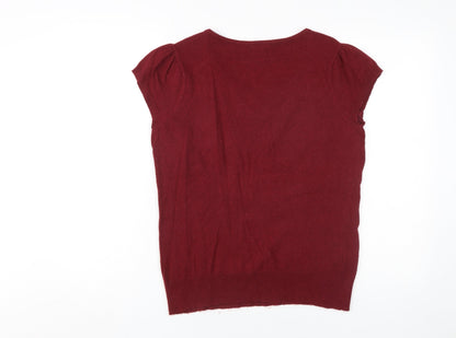 Laura Ashley Women's Red Short Sleeve Knit Blouse UK 14