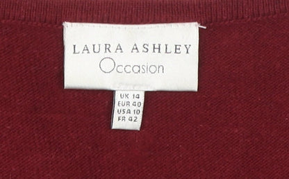 Laura Ashley Women's Red Short Sleeve Knit Blouse UK 14