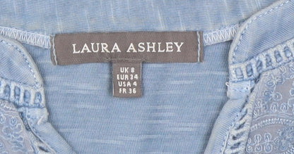 Womens UK Size 8 Laura Ashley Blue Basic Blouse