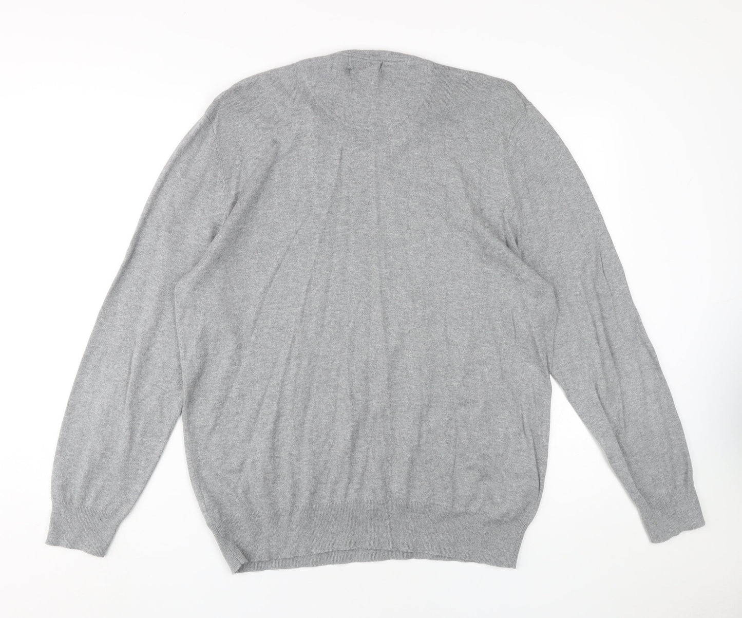 Jeff Banks Men's Grey V-Neck Pullover, Size L, Cotton