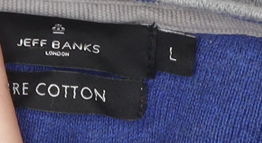 Jeff Banks Men's Grey V-Neck Pullover, Size L, Cotton