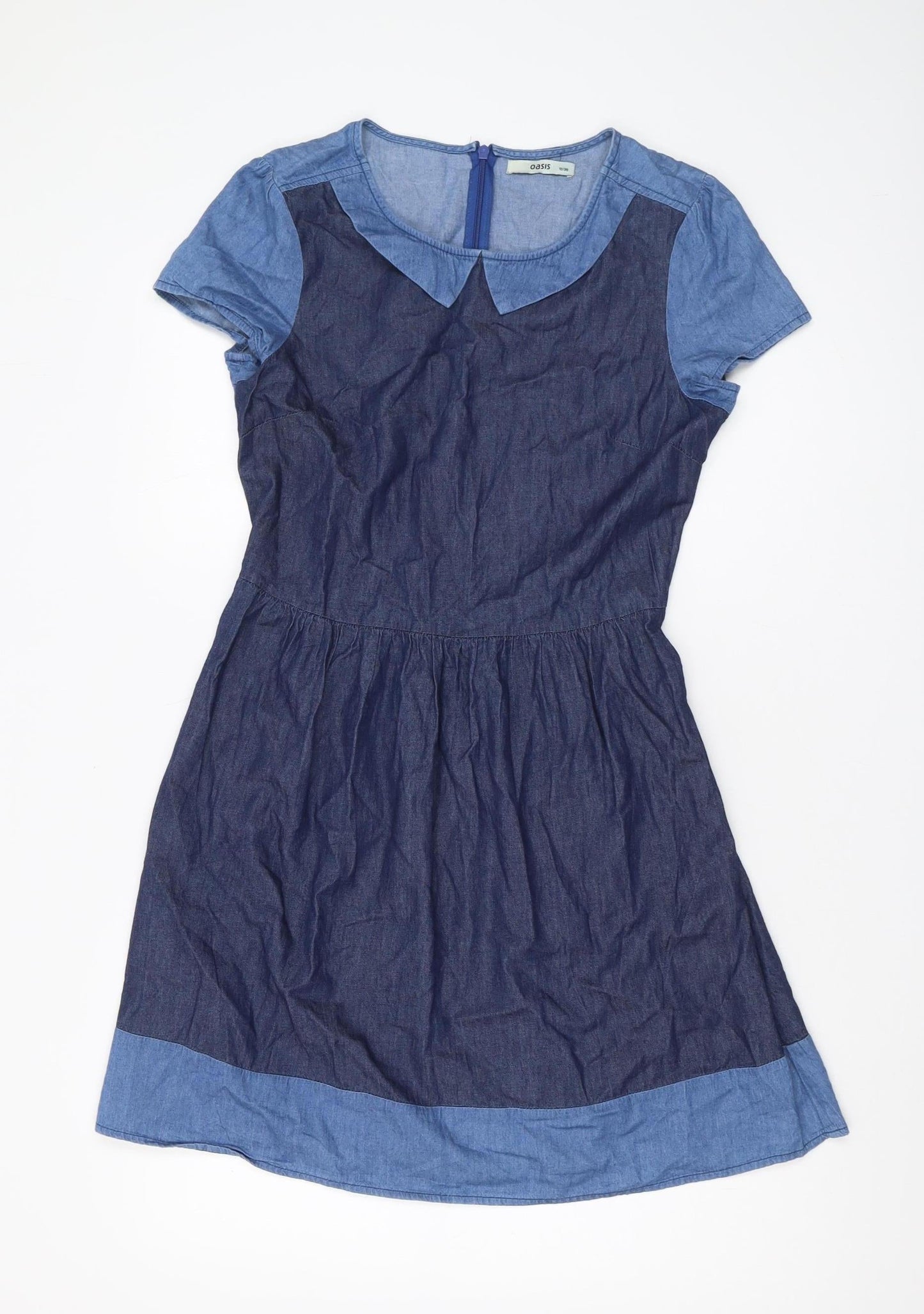 Oasis Women's Blue Short Fit & Flare Denim Dress
