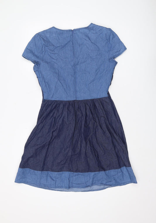 Oasis Women's Blue Short Fit & Flare Denim Dress