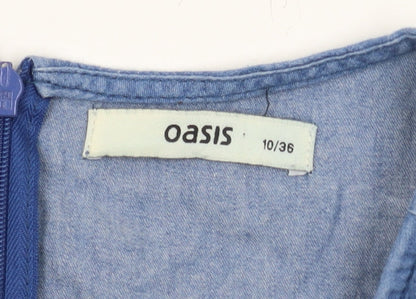 Oasis Women's Blue Short Fit & Flare Denim Dress