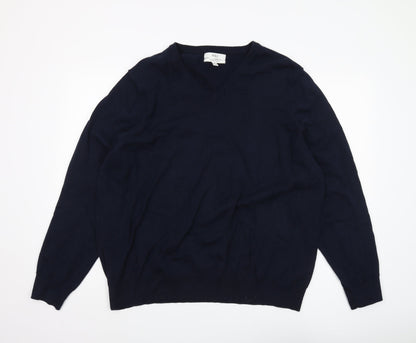 Marks and Spencer Men's Blue 2XL V-Neck Pullover
