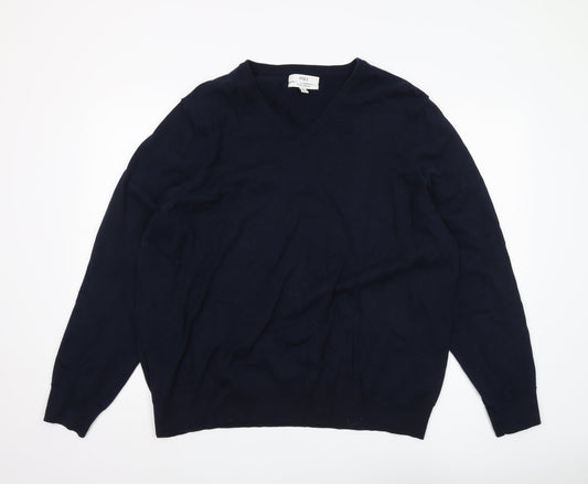 Marks and Spencer Men's Blue 2XL V-Neck Pullover