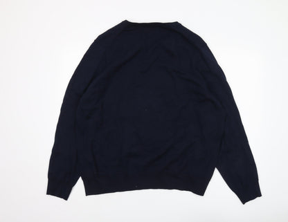 Marks and Spencer Men's Blue 2XL V-Neck Pullover