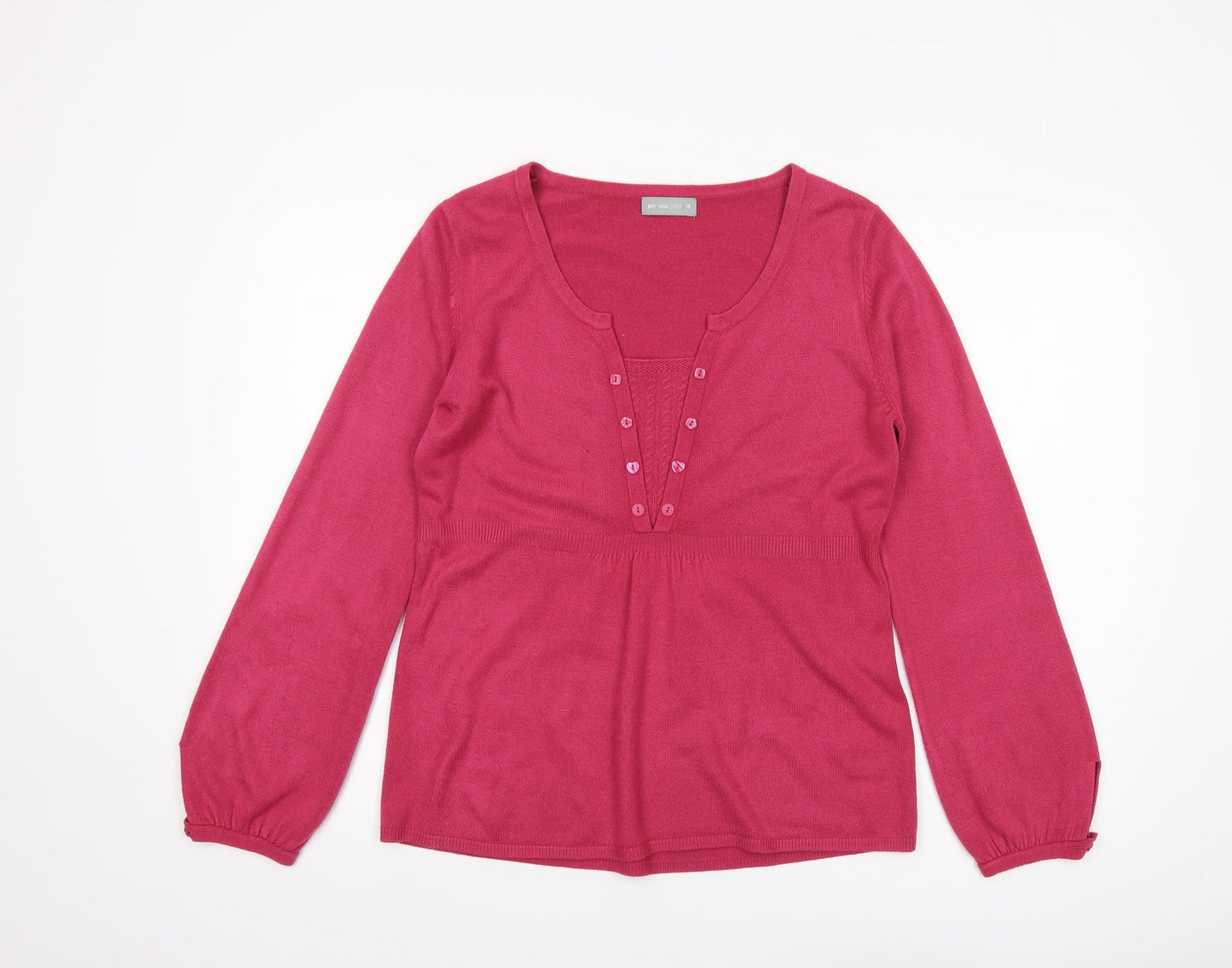 Womens UK Size 14 Per Una Pink Henley Jumper