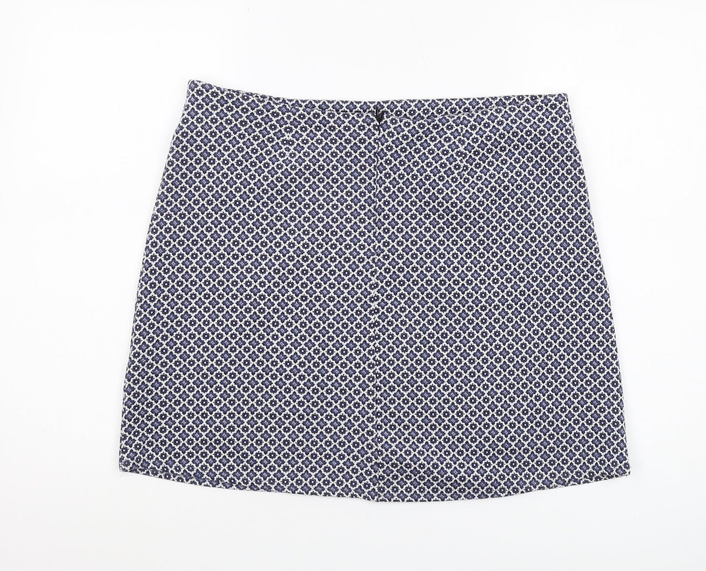 Dorothy Perkins Women's Blue Geometric Pencil Skirt Size 14