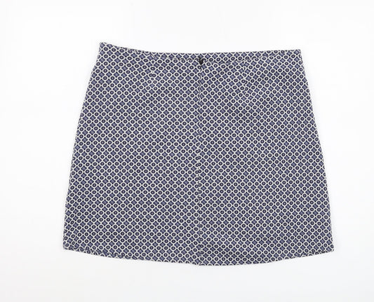 Dorothy Perkins Women's Blue Geometric Pencil Skirt Size 14