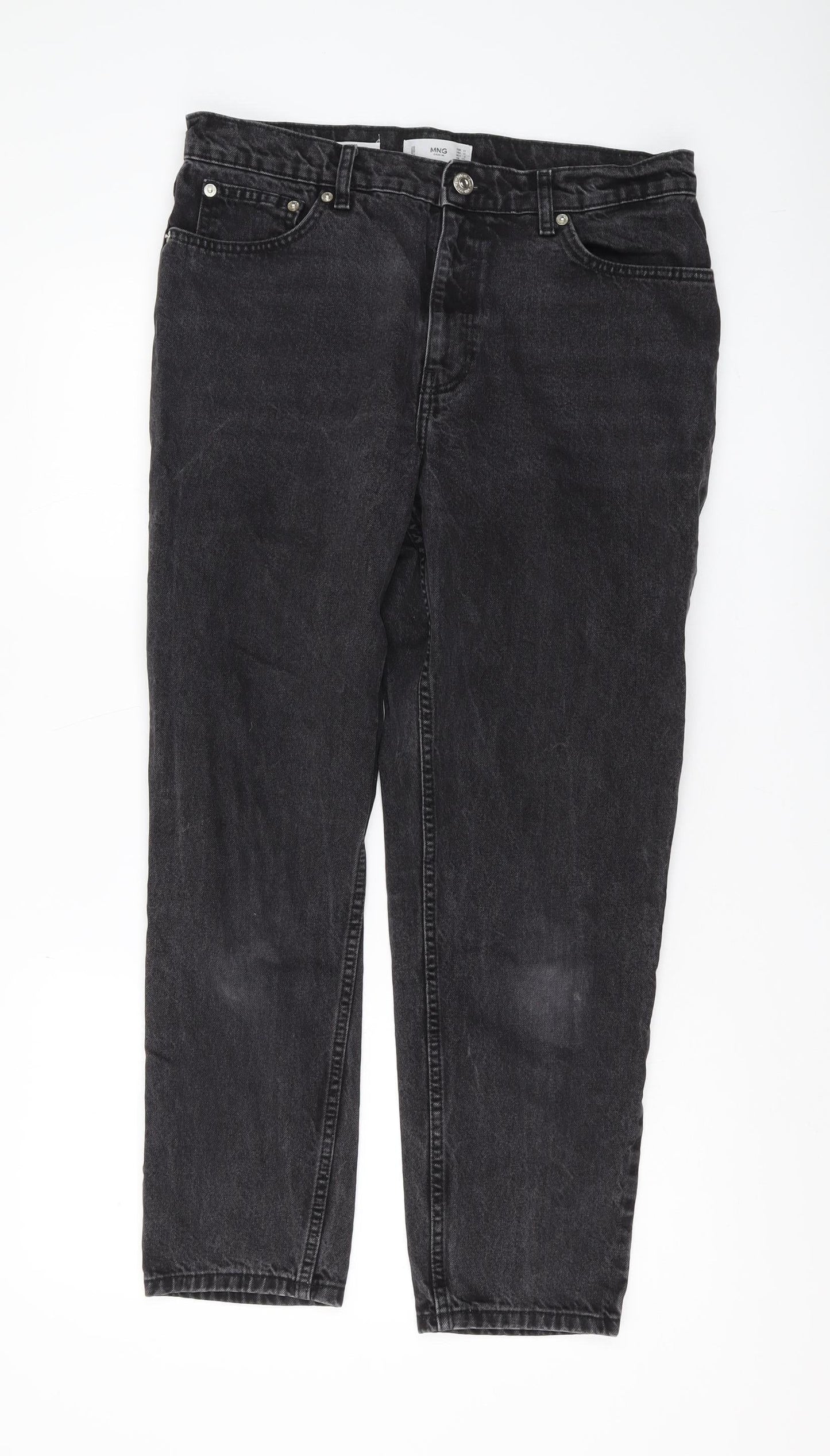 Womens UK Size 14 MNG Regular Fit Mom Black Jeans
