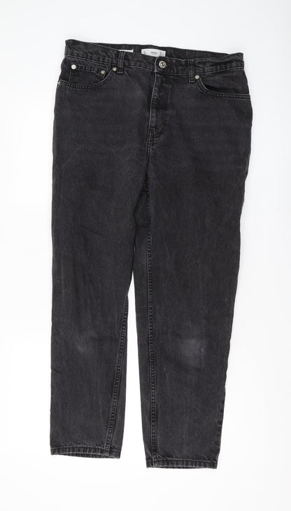 Womens UK Size 14 MNG Regular Fit Mom Black Jeans