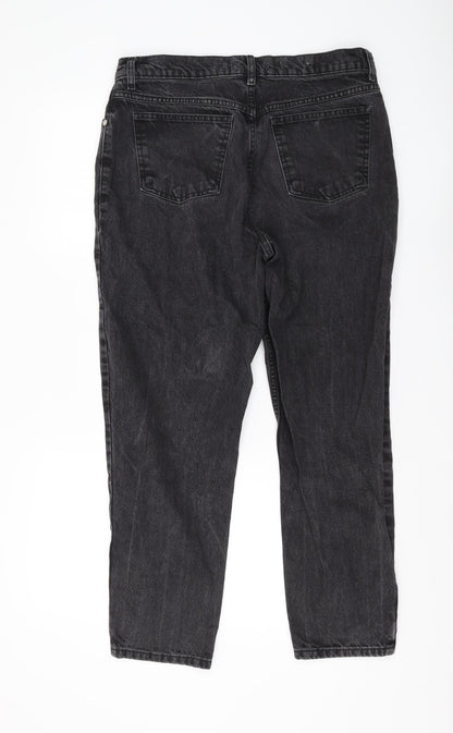 Womens UK Size 14 MNG Regular Fit Mom Black Jeans