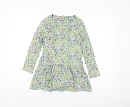 Fat Face Girls Green Floral Cotton Dress 6-7 Years