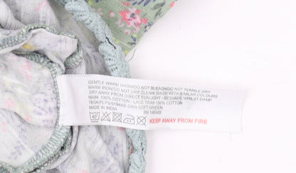 Fat Face Girls Green Floral Cotton Dress 6-7 Years