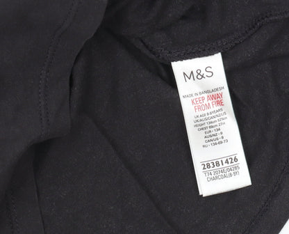 Marks and Spencer Girls Black Graphic T-Shirt, 9 Years