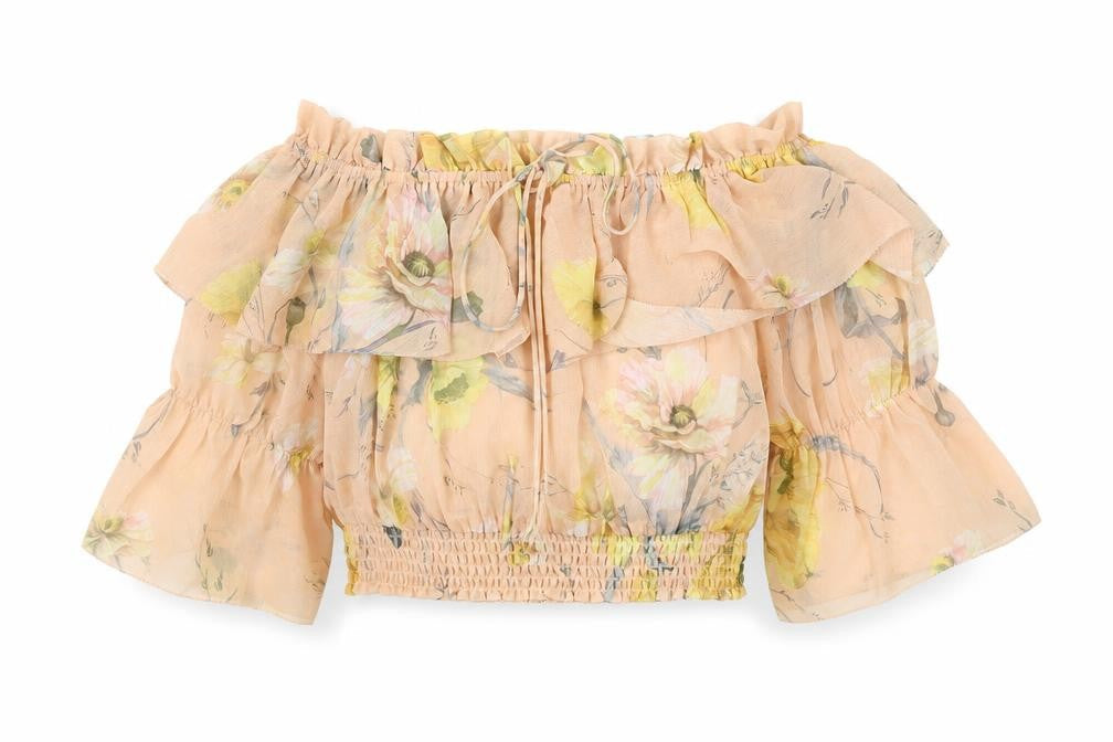 Womens UK Size 10 H&M Beige Cropped Blouse
