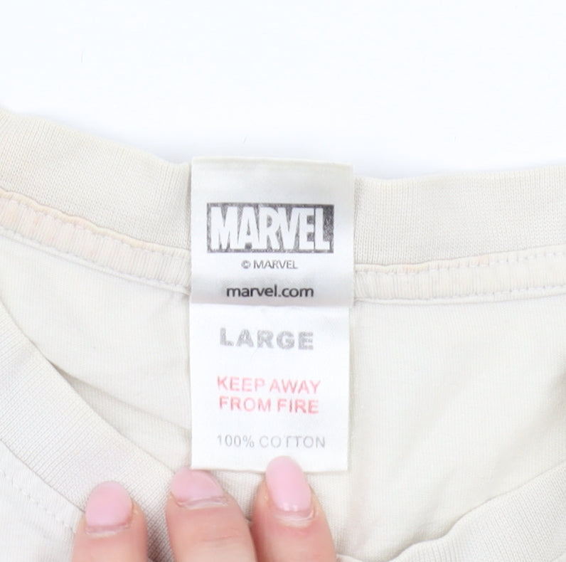 Marvel Men's Beige Graphic Spider-Man T-Shirt Size L