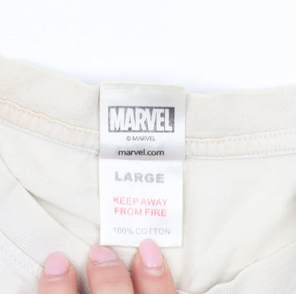 Marvel Men's Beige Graphic Spider-Man T-Shirt Size L