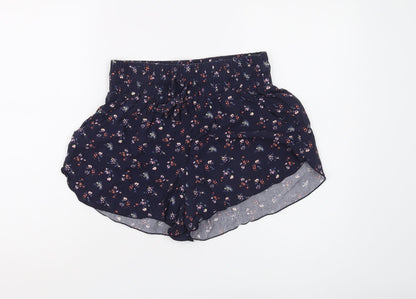 Hollister Women's Blue Floral Sweat Shorts, M, Casual, Viscose