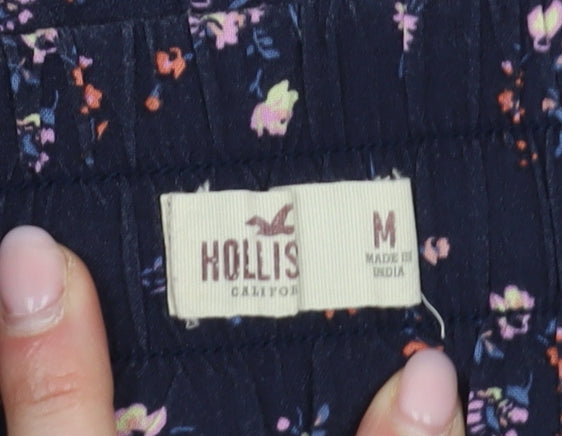 Hollister Women's Blue Floral Sweat Shorts, M, Casual, Viscose