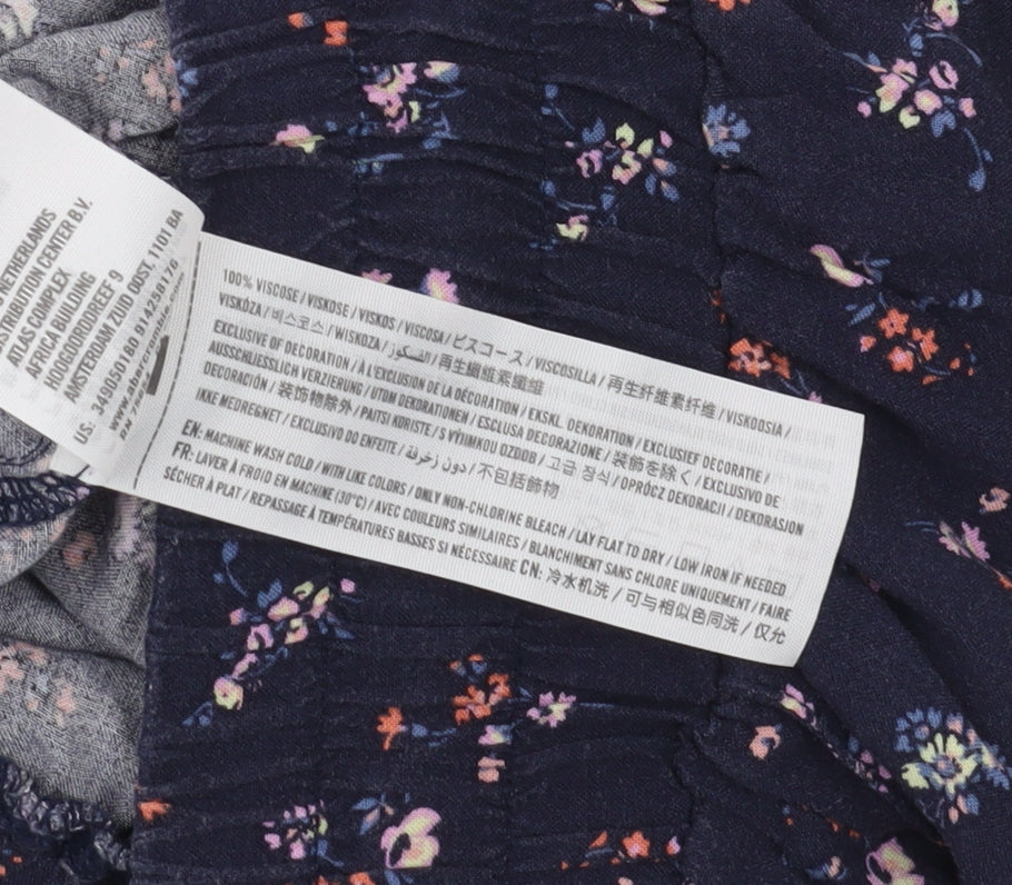 Hollister Women's Blue Floral Sweat Shorts, M, Casual, Viscose