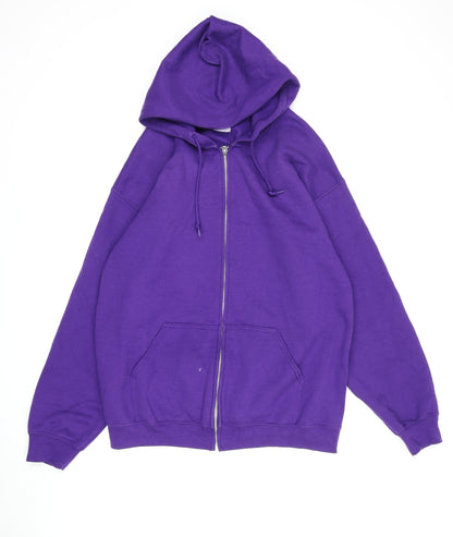 Unisex Adults UK Size L Gildan Purple Full Zip Hoodie