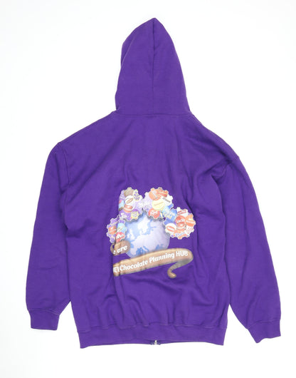 Unisex Adults UK Size L Gildan Purple Full Zip Hoodie