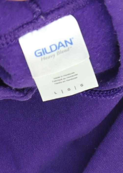 Unisex Adults UK Size L Gildan Purple Full Zip Hoodie