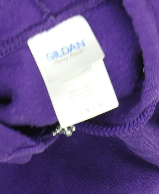 Unisex Adults UK Size L Gildan Purple Full Zip Hoodie