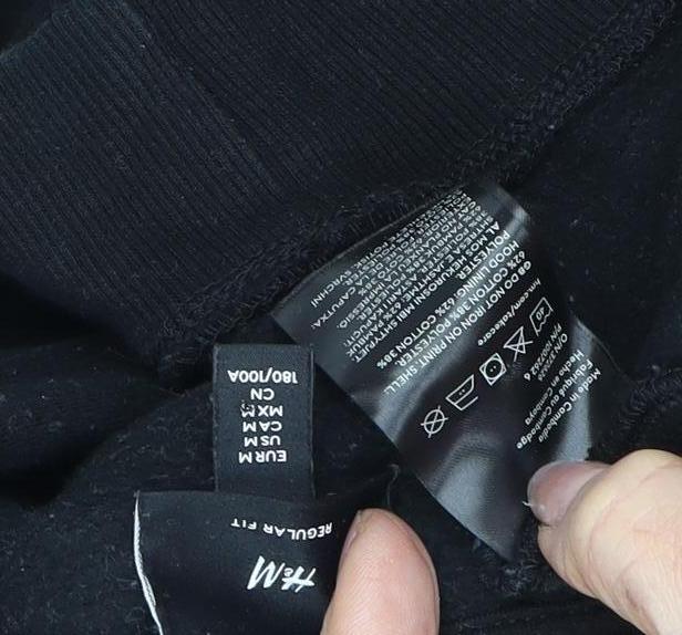 Mens UK Size M H&M Black Pullover Hoodie