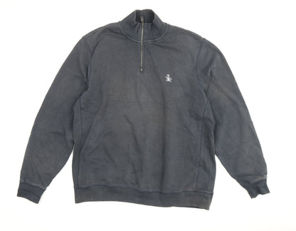 Mens UK Size XL Original Penguin Black Half Zip Sweatshirt