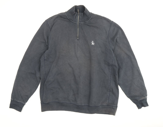 Mens UK Size XL Original Penguin Black Half Zip Sweatshirt