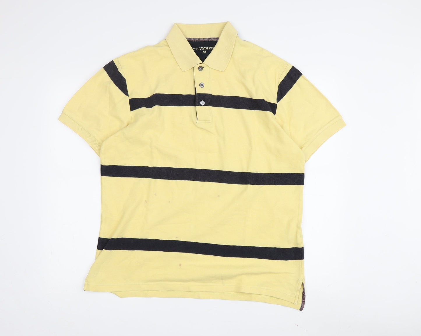 Tyrwhitt Men Yellow Striped Polo Shirt M Casual