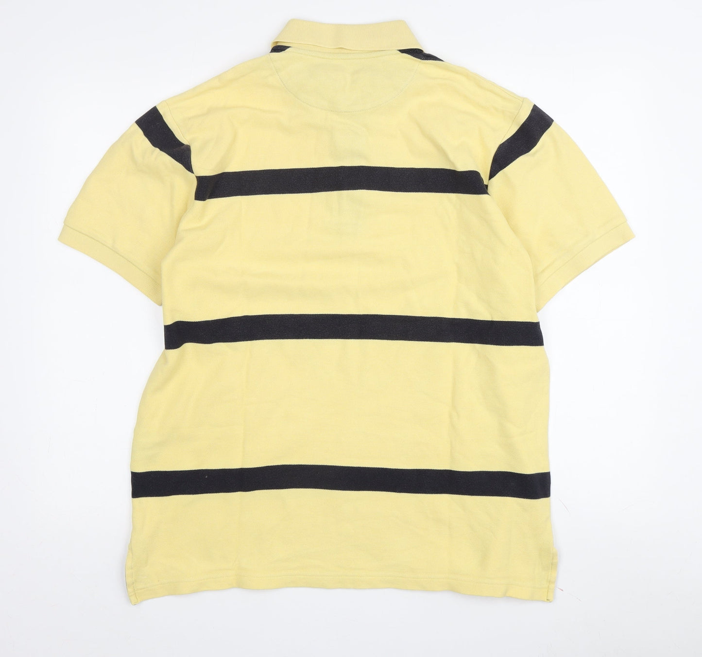 Tyrwhitt Men Yellow Striped Polo Shirt M Casual