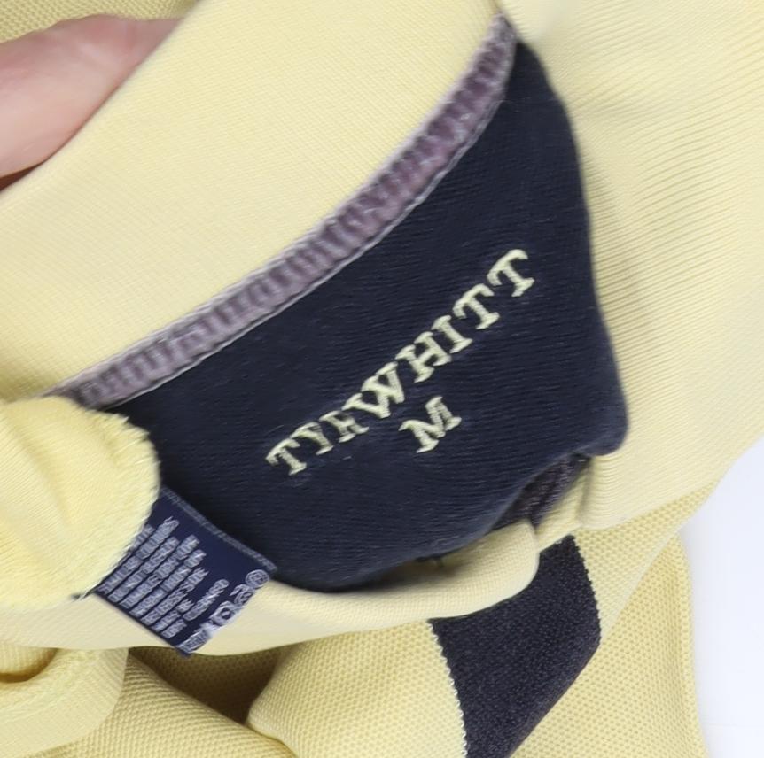 Tyrwhitt Men Yellow Striped Polo Shirt M Casual