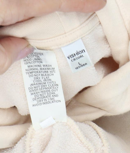Vision Women's Beige Pullover Hoodie, L, Casual, Relaxed Fit