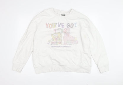 Sponge Bob Square Pants White Pullover Sweatshirt L