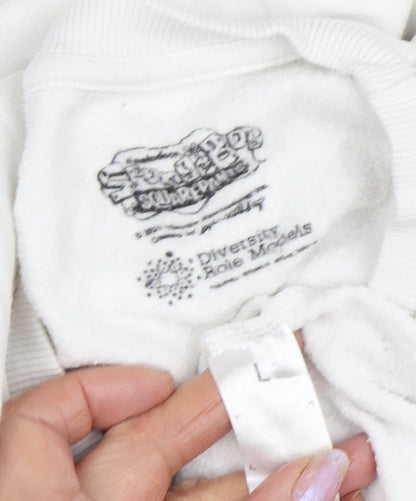 Sponge Bob Square Pants White Pullover Sweatshirt L