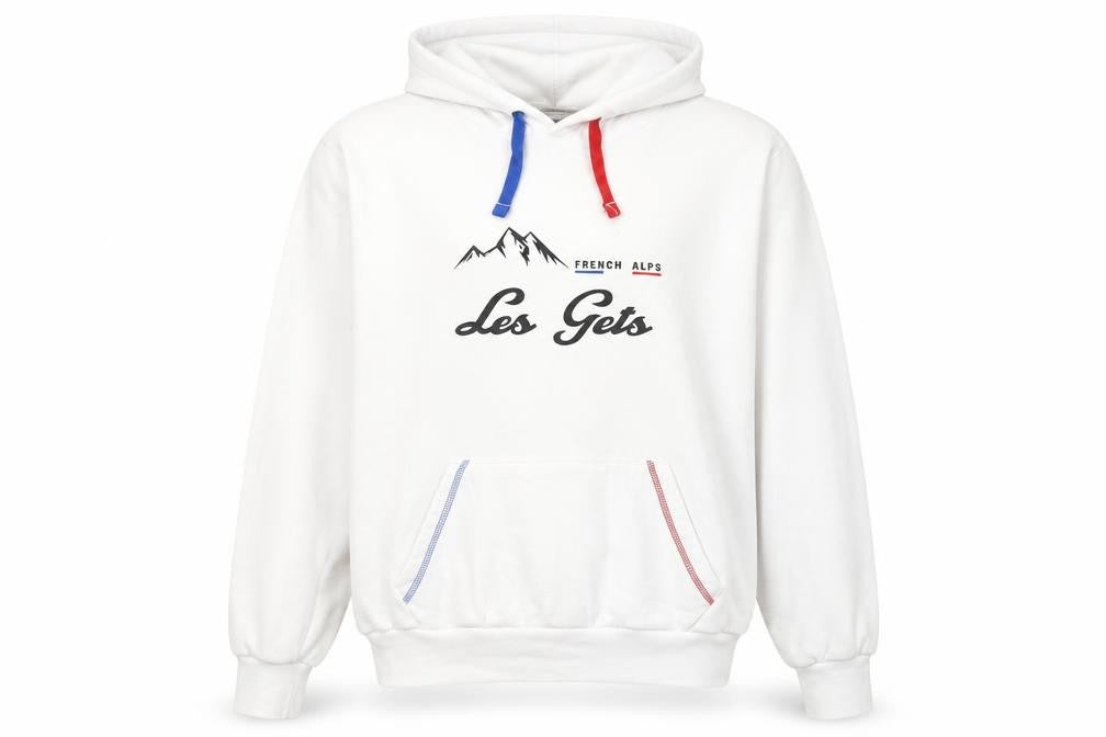 Front view of Avomarks unisex white pullover hoodie l