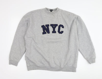 boohoo Grey NYC Crew Neck Sweatshirt Unisex M